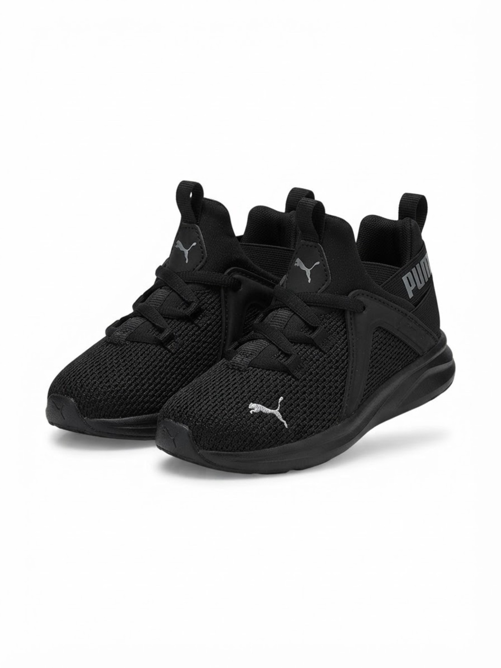Puma Kids' Black Knit Slip-On Sneakers with Logo